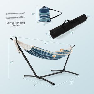 Ensemble de hamac double portable pour 2 personnes, intérieur/extérieur, avec support et sacs de transport - Product Image 4