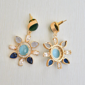 Export Brass Fashion Earrings Bulk <b>Raw</b> Natural Stone Design Matte Brass Texture Fashion Forward Style Bulk Export Quality - Product Image 5