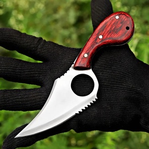 Cuchillo Táctico Fijo EDC Hecho a Mano para Camping, Acero al Carbono, Mango de Madera Pakka, OEM ODM Disponible al por Mayor, Parcialmente Serrado - Product Image 3
