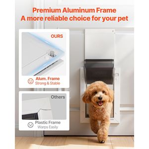 Porta per Animali Domestici Media con Tre Sportelli Magnetici e Telaio in Metallo, Robusta e Resistente alle Intemperie per Interni ed Esterni, Accessori per Piccoli Animali - Product Image 2