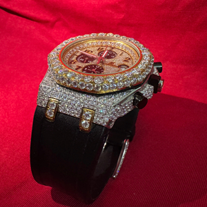 Montre Hip Hop de Haute Qualité en Moissanite, Bracelet en Caoutchouc, Montre Homme Quartz Sertie de Pierres, avec Boîte, Stock USA UK, Reloj - Product Image 1