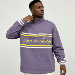 Custom Quarter <b>Zip</b> <b>Hooded</b> Fleece Pullover Sweatshirt Breathable Eco-Friendly Long Sleeve Casual Streetwear OEM Men's with Pocket - Product Image 3