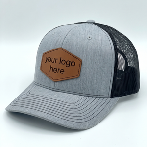 Casquette Trucker en Cuir Personnalisée de Haute Qualité Style 112 Gris Maille Snapback Toile Casquettes de Sport Logo Personnalisé Design 6 Panneaux - Product Image 3
