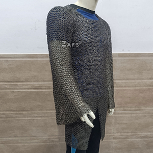 เสื้อเกราะเหล็กยุคกลางทำมือ  แบบวงแหวนติดเรียบ  วัสดุสแตนเลส  สำหรับชุดเกราะ SCA และชุดคอสตูมสำหรับการแสดงประวัติศาสตร์ - Product Image 2