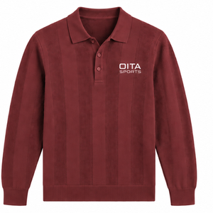Pull en maille à manches longues pour homme, rouge brique, avec rayures verticales texturées, ourlet côtelé, pull décontracté de qualité supérieure - Product Image 1