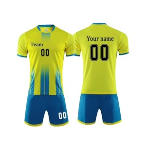 Conjunto de Camisetas de Voleibol Sublimadas Personalizadas, Amarillo y Azul, Cuello en V, Manga Corta, Unisex, Adulto, Secado Rápido, 100% Poliéster, Equipo 5 - Product Image 2