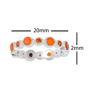 Solid 925 Sterling <b>Silver</b> Eternity Band <b>Ring</b> With Carnelian Gemstones Bezel <b>Set</b> Classic Women's Everyday Wear Fine <b>Ring</b> Jewelry - Product Image 6