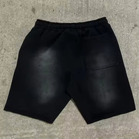Shorts en coton respirant teint par immersion avec cordon de serrage, décontractés, taille mi-haute, couleur unie, en tissu tricoté, style vintage