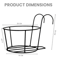 Panier de balcon suspendu en fer robuste, support de pot de fleurs en métal, support de plante suspendu pour garde-corps, décoration de jardin intérieur/extérieur