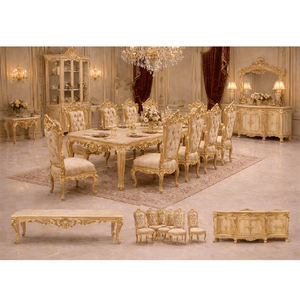 Juego de Comedor de Lujo Estilo Maharaja, Estilo Palacio Europeo, Juego de Comedor de 8 Plazas, Juego de Comedor de Madera Más Vendido - Product Image 1