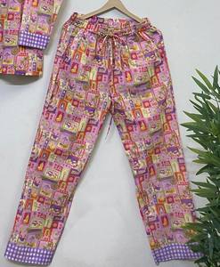 Fashion Women Printed Pajama Set Cotton Nightwear Set Long Sleeve Shirt Elastic Waist <b>Pants</b> - Product Image 5