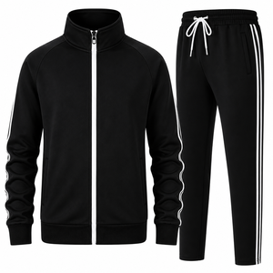 Custom Black Zip Up Activewear <b>Set</b> Breathable Performance Training Outfit for Gym Running and Casual Wear - Product Image 1