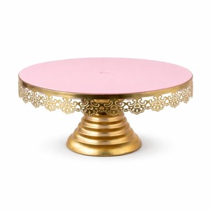 Modern Luxury Gold Pedestal <b>Cake</b> <b>Stand</b> with Decorative Flower Border for Dessert Table Wedding Event and Party Decoration - Product Image 2