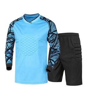 Custom Soccer Goalkeeper Kit Long Sleeve V-<b>neck</b> Moisture-Wicking Breathable <b>Padded</b> Polyester Jersey Set Elastic Waist Unisex - Product Image 2