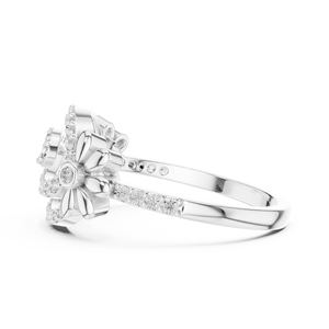 Bague de Fiançailles et de Mariage pour Femme en Or Blanc 18 carats Plaqué Rhodium avec Diamant de Laboratoire Brillant Taille Spirale Pétale Luxe, Idéale pour la Saint-Valentin et le Quotidien - Product Image 2