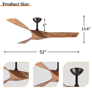 Quạt trần trang trí hiện đại phong cách châu Âu tối giản 52 inch, điều khiển từ xa ngoài trời, làm bằng nhự<span class=keywords><strong>a</strong></span> - Product Image 2