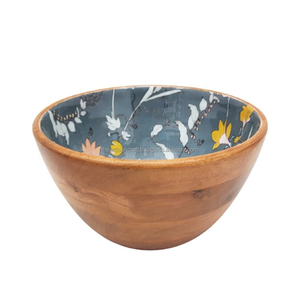 Cuenco para servir Cuenco de madera con estampado esmaltado Diseño multicolor Madera de mango Natural - Product Image 1