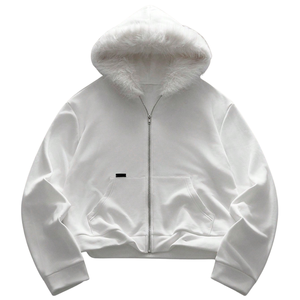 Sudadera con capucha de invierno para hombre con cremallera, forro polar cálido, capucha de piel sintética, informal, extragrande, con cremallera completa, para uso diario al aire libre - Product Image 1