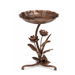 Adorno de Cobre para Baño de Pájaros con Forma de Flor, Acabado Pulido, Decoración de Jardín para Exteriores, Forma Irregular, Tema Vegetal - Product Image 1