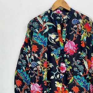 Bata Floral de Algodón Hecha a Mano: Vestido Estilo Kimono Boho - Product Image 4