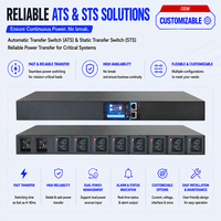 Commutateur de transfert statique (STS) ATS à double alimentation, commutation en 5 ms, verrouillage IEC C39, 8 prises, gestion du trafic SNMP Modbus MQTT