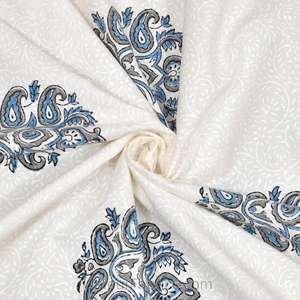 100% Organic Cotton Hand Block Print King Size White Floral Bedsheet Set with Pillow Covers - Product Image 6