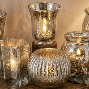 Portavelas de Cristal Mercurizado Hecho a Mano |   Elegante Centro de Mesa con Portavelas para Bodas |   Decoración Elegante para el Hogar |   Juego de Mesa Decorativo - Product Image 2