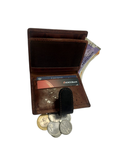 WRIZA Men's Genuine Leather Minimalist Slim 13-Slot Business <b>Card</b> <b>Holder</b> with RFID Protection for Credit <b>Cards</b> & Money (Brown) - Product Image 3