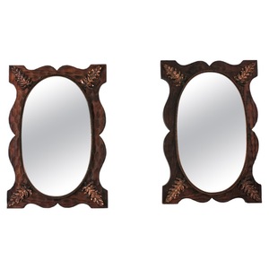 Traditional Wooden Oval <b>Wall</b> Mirror With <b>Leaf</b> Carving Handmade <b>Decorative</b> Frame - Product Image 1