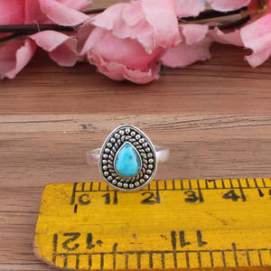 925 Sterling <b>Silver</b> Bezel Setting Turquoise Brilliant Cut Handmade Classic Boho Dainty <b>Solitaire</b> <b>Ring</b> Women's Third Party - Product Image 4