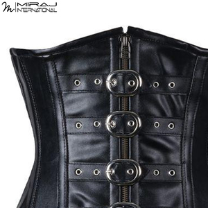 Corsé de Cuero PU Negro Premium, Fabricante de Fajas Moldeadoras con Múltiples Hebillas, Estilo Punk, para Mujer, Venta al Por Mayor - Product Image 6