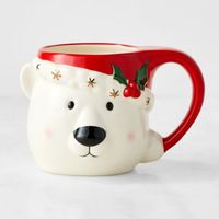 Mug à lait moderne en céramique dolomite écologique de 350 ml, avec poignée, motif Père Noël 3D peint à la main – Idéal comme cadeau de Noël