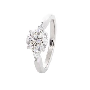 Wholesale 1.5ct Round Cut Lab Grown Diamond IGI Certified 14K Solid Yellow Gold Ring for Women Luxury Three <b>Stone</b> Pear Side Diam - Product Image 3