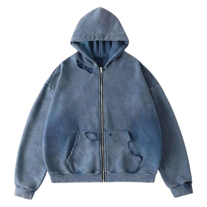 Fashionable Winter Casual Men's Pullover Hoodie Heavy Distressed Vintage Washed Oversized <b>Stone</b> Design Digital Fleece Cotton - Product Image 2