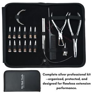 Kit de Herramientas Funcionales para Extensiones de Cabello Plateadas: Alicates para Microperlas, Enhebrador de Perlas, Gancho, Clips de Estilizado, Peine y Gancho de Extracción - Product Image 6