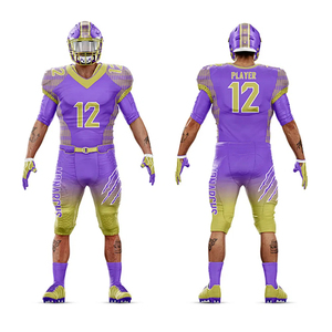 Ensemble respirant à manches longues de couleur unie pour équipe, nouveau maillot de football américain pour enfants, uniforme de qualité supérieure en Spandex/Coton - Product Image 2