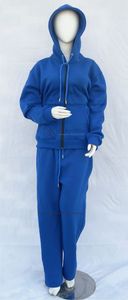 Ensemble de survêtement pour femme bleu roi, coupe régulière, à capuche, en molleton de coton brossé, broderie, design 2-en-1, vêtements d'automne - Product Image 2