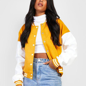 High Demanding Breathable High Quality Women's Sheep Skin Winter Varsity Jacket Hot Selling OEM Service Regular Fashion - Product Image 5
