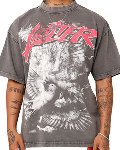 Camiseta personalizada para hombre, estilo acid wash, de algodón grueso, con estampado gráfico DTG, estilo streetwear, corte holgado, unisex. - Product Image 1