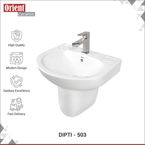 Wholesale Exporter Selling Top Quality White Ceramic Sanitary Ware Hand Wash Basin Half Pedestal for Home and Villa Use - Product Image 2
