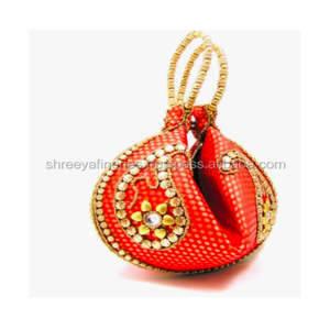 Sacs de Potli de mariage ethnique brodés à la main indiens sacs de Potli de pièce de monnaie sacs de Potli de retour de mariage sacs de cadeau - Product Image 5