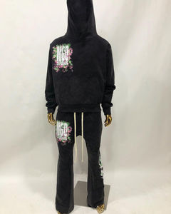 Conjunto de Dos Piezas de Sudadera con Capucha y Pantalones Deportivos para Hombre, 100% Algodón, Lisos, Personalizables con Logotipo Bordado - Product Image 1