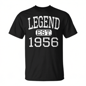 T-shirt di compleanno in stile vintage Legend Established 1956, girocollo unisex, manica corta, taglia adulto - Product Image 3