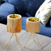 Elegante quemador de incienso Bakhoor de madera con soporte de metal para el hogar, regalo festivo para Ramadán y Eid, Mabkhara árabe Mubkhar para mesa.