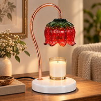 Diffuseur de cire sans flamme, motif floral rouge et vert, avec variateur d'intensité, emballage cadeau personnalisé