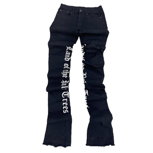 Pantalon de jogging bleu déchiré et évasé pour homme, coupe skinny, avec logo personnalisé de haute qualité - Product Image 6