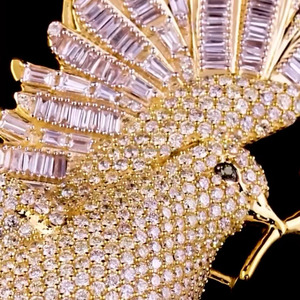 RB GEMS - Colgante Personalizado de Plata de Ley 925 con Diamantes de Imitación VVS, Diseño de Ala de Pájaro, Estilo Hip-Hop, Oro Rosa, Joyería Masculina para Fiestas - Product Image 4