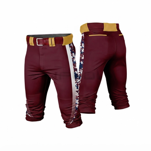 Custom Heat-Transfer Printed Maroon Baseball Pants Durable Athletic Team Uniform <b>Trousers</b> Breathable Stretch Mesh Fabric 100% - Product Image 1