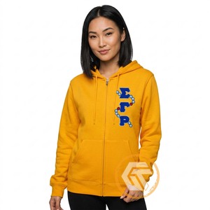 Sweat à capuche personnalisé Sigma Gamma Rho en molleton de coton uni, avec logo brodé sur le devant, écologique, respirant, pour l'automne et l'hiver - Product Image 1