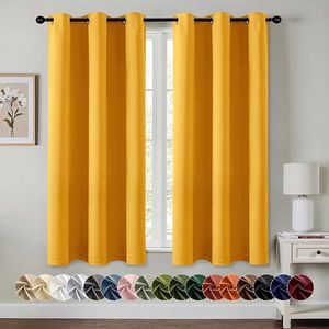 Tende Oscuranti Termoisolanti con Occhielli Solidi Gialle per Camera da Letto e Soggiorno, Lunghezza 63 Pollici, 2 Pannelli - Product Image 2